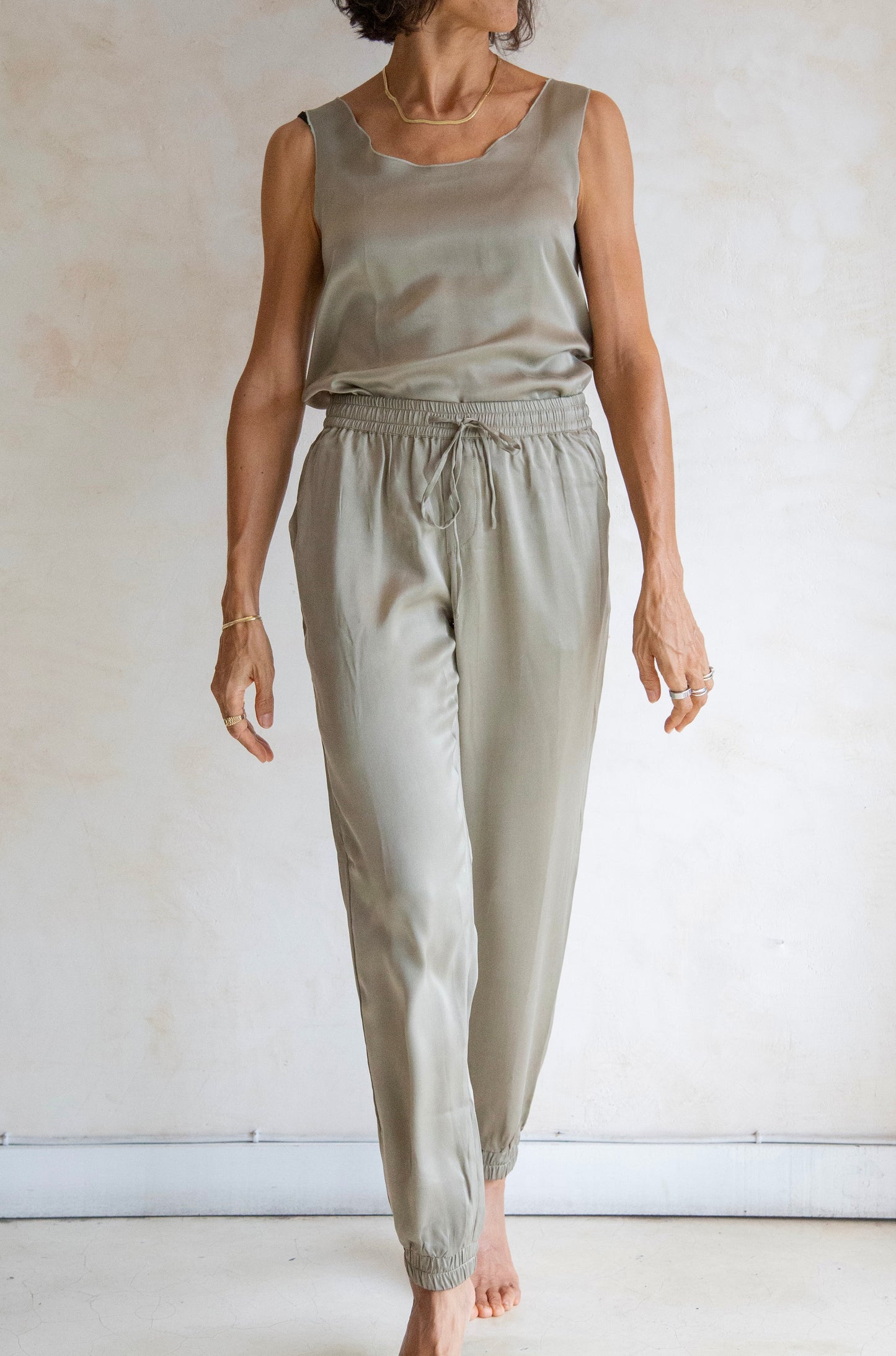 Silk Satin Tank Top Natural Dye