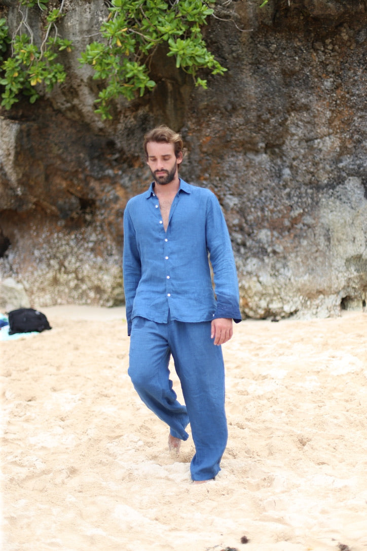 Baggy Trousers Linen Natural Hand Dyed