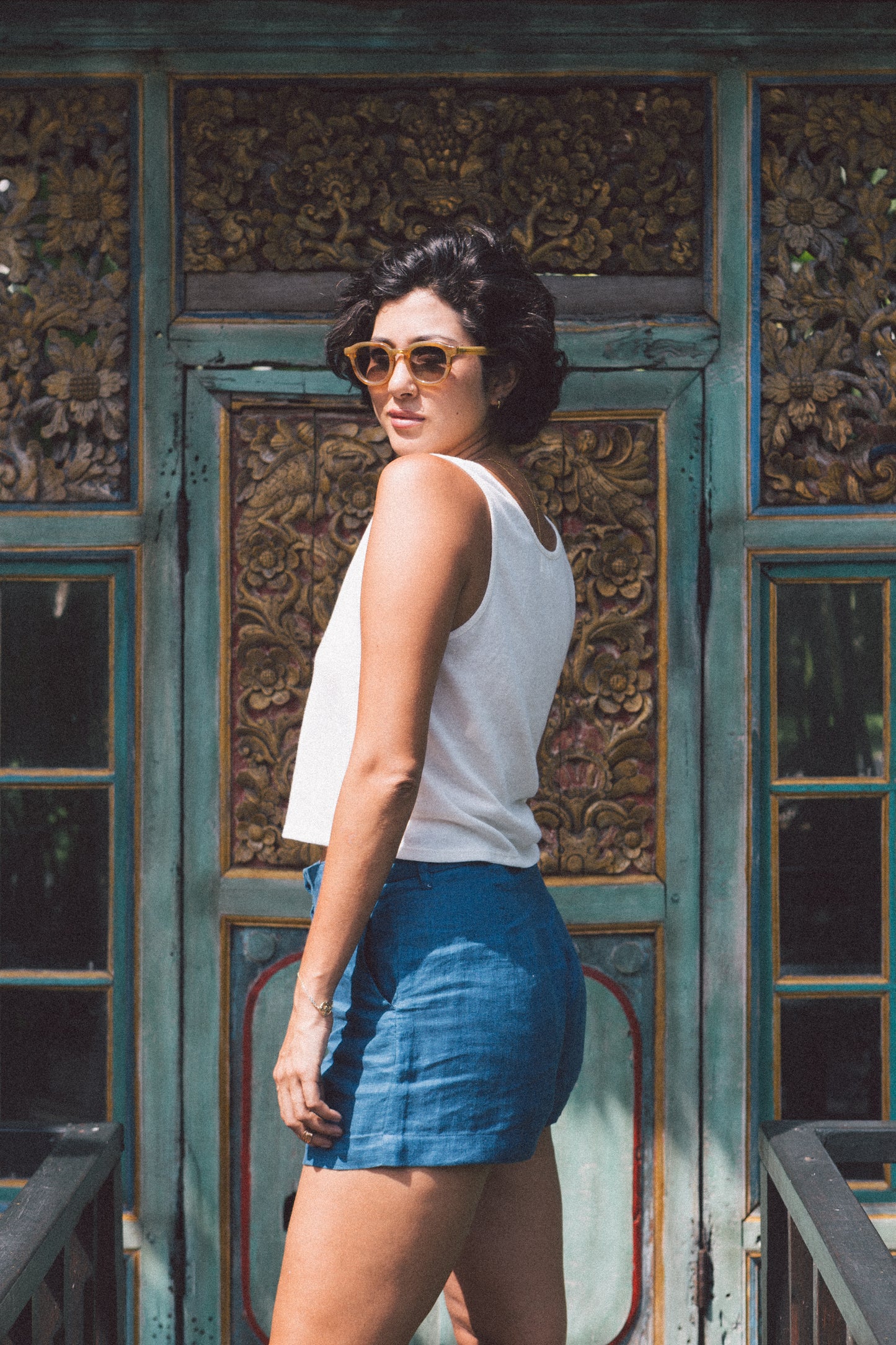 Tailored High Waist Shorts Natural Dye