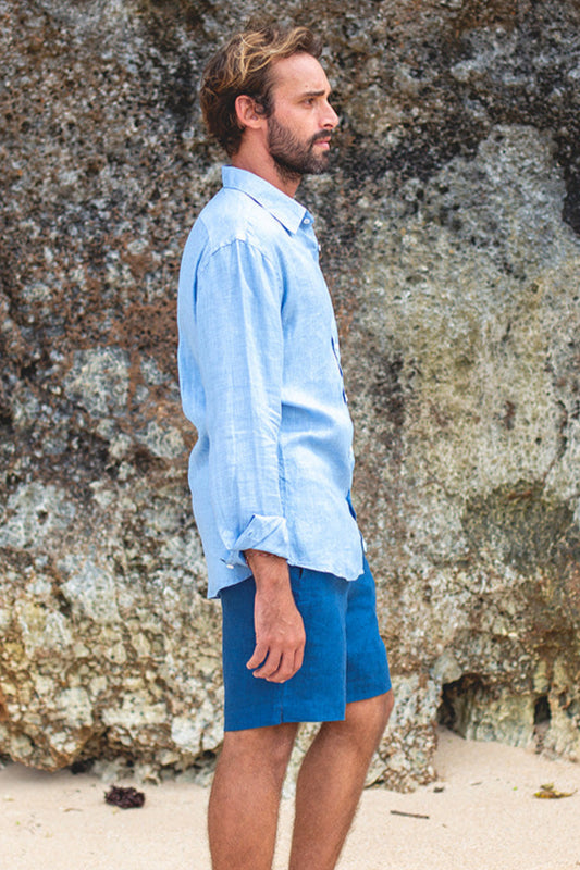 Mens Shorts French Linen - Natural Dye
