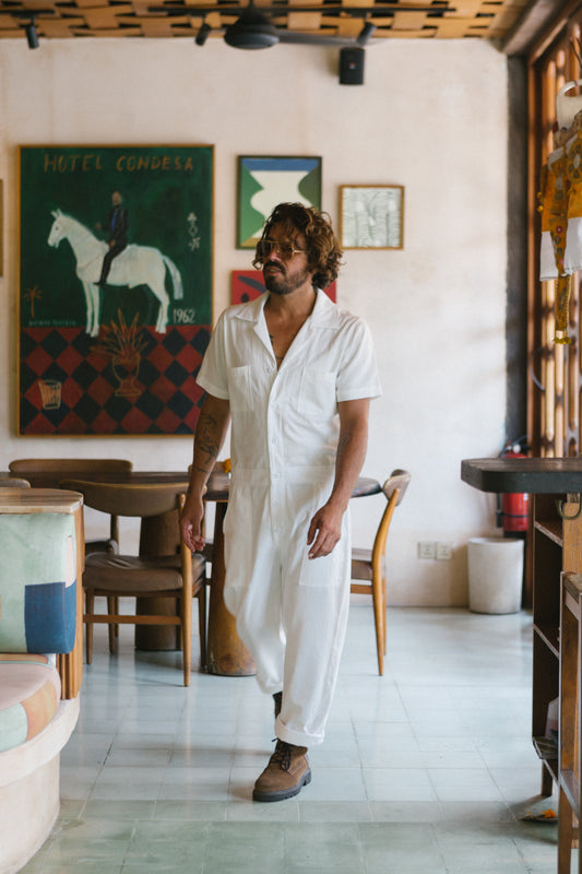 Cotton Canvas Mens Playsuit Natural Dye - Handmade Bali