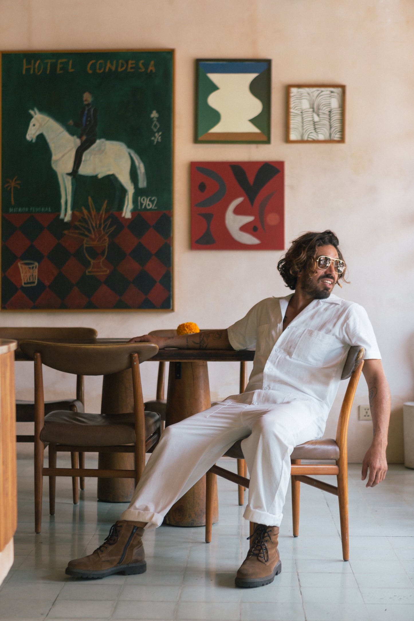 Cotton Canvas Mens Playsuit Natural Dye - Handmade Bali