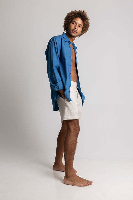 Cotton poplin Evening Shirt - Indigo - MRS Lovejoy - Shirts & Tops