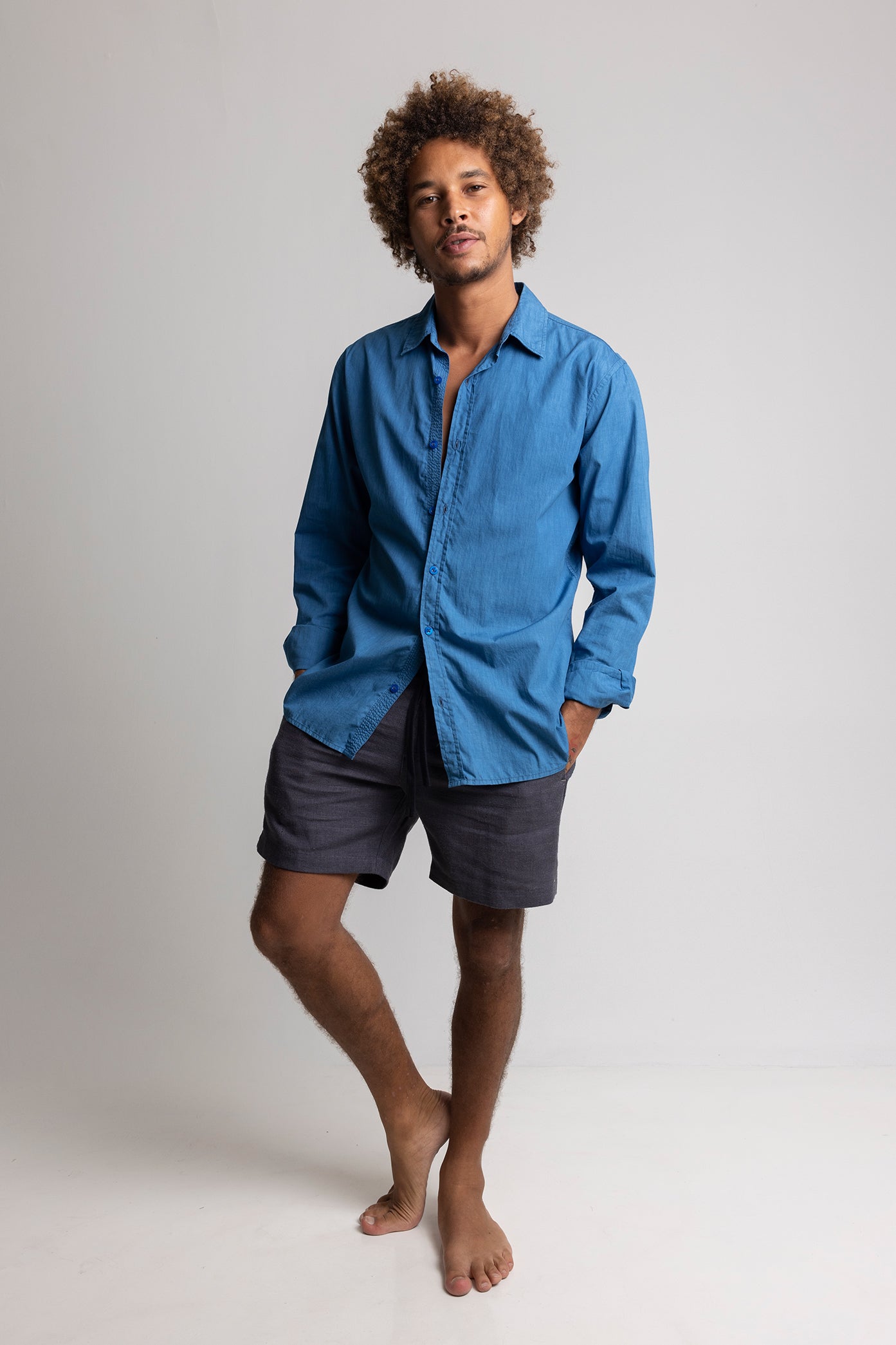 Cotton poplin Evening Shirt - Indigo - MRS Lovejoy - Shirts & Tops