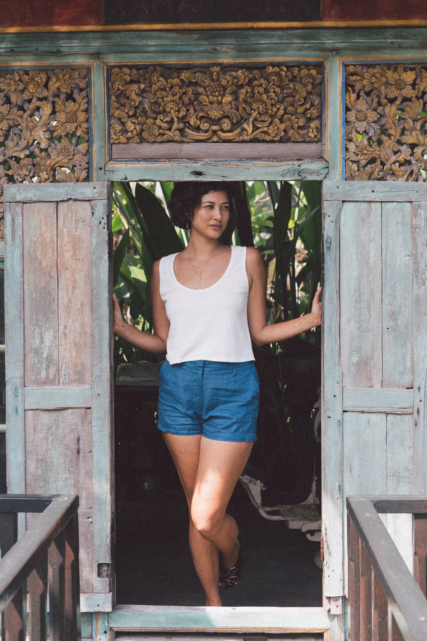 Tailored High Waist Shorts Natural Dye