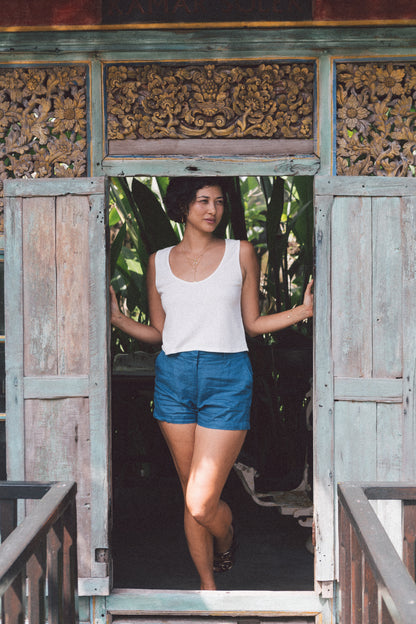 Tailored High Waist Shorts Natural Dye