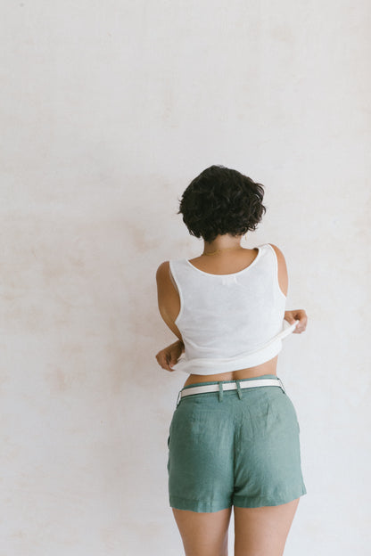 Tailored High Waist Shorts Natural Dye