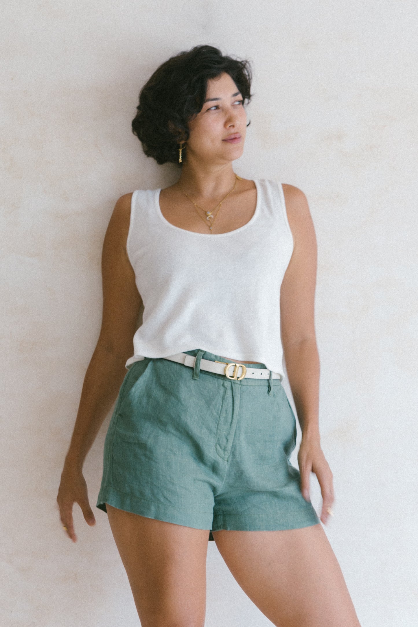 Tailored High Waist Shorts Natural Dye