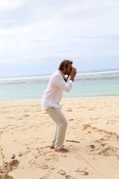 Men Linen Tapered Pants