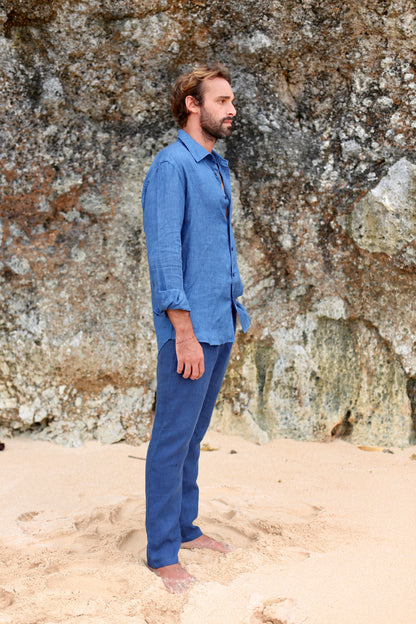 Evening Shirt French Linen - Natural Dye
