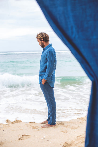 Evening Shirt French Linen - Natural Dye