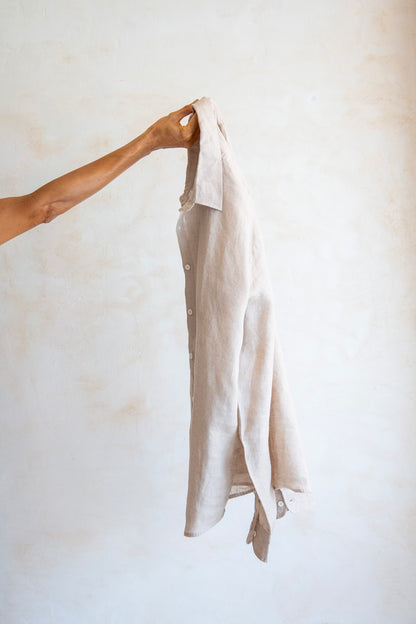 Evening Shirt French Linen - Natural Dye