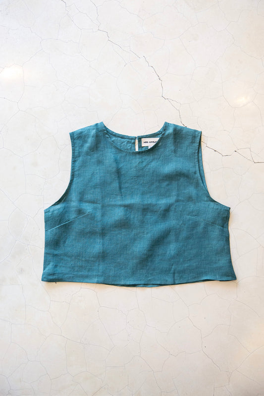 Crop Top Linen Natural Dye Women's - Handmade Bali