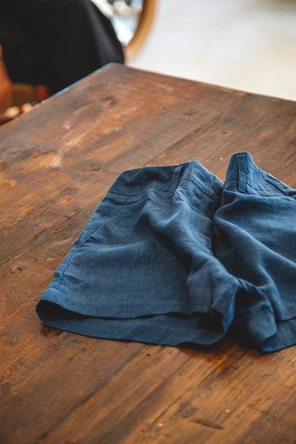 Mens Shorts French Linen - Natural Dye
