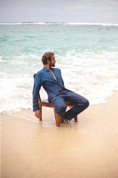 Evening Shirt French Linen - Natural Dye
