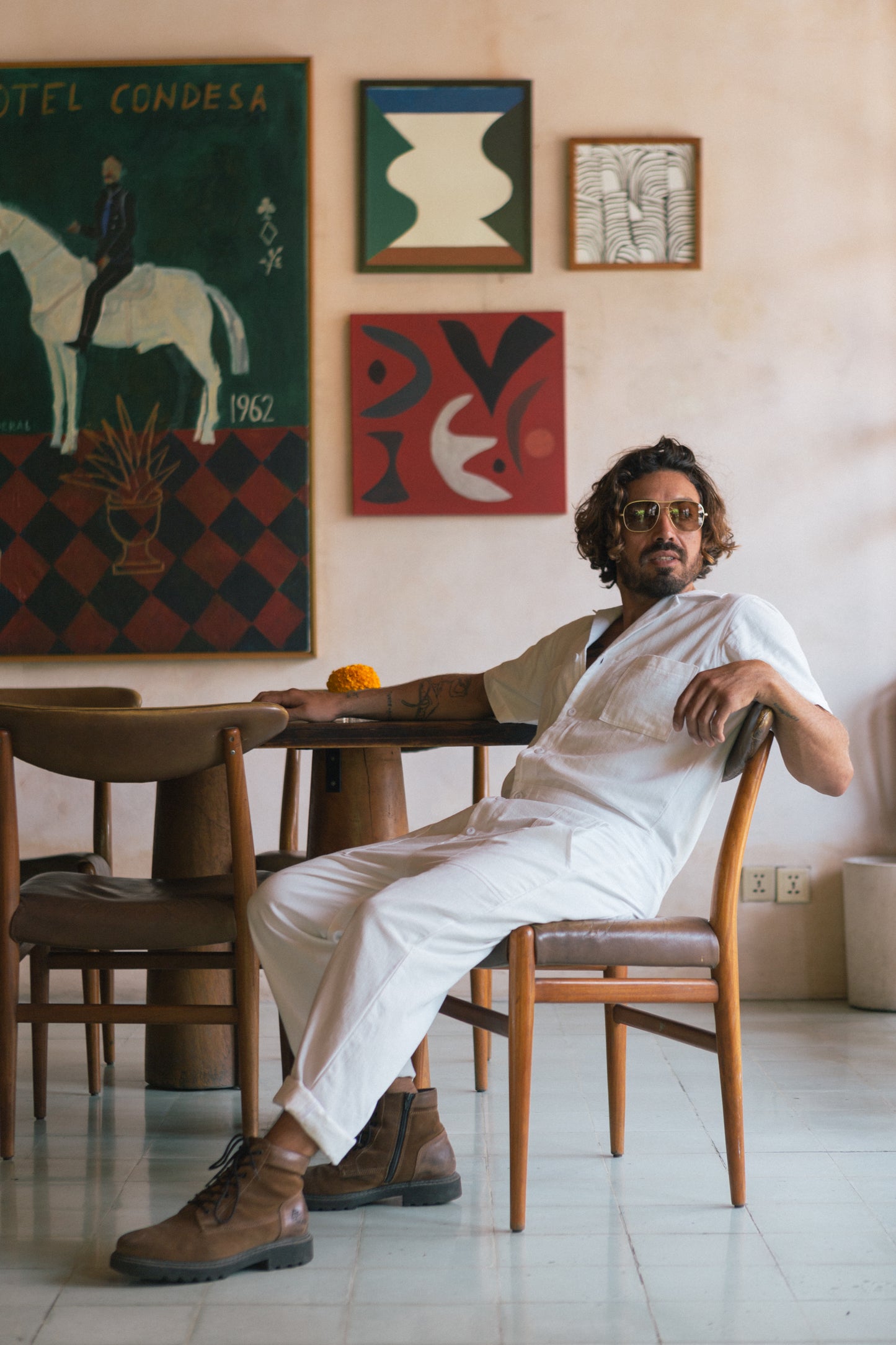 Cotton Canvas Mens Playsuit Natural Dye - Handmade Bali