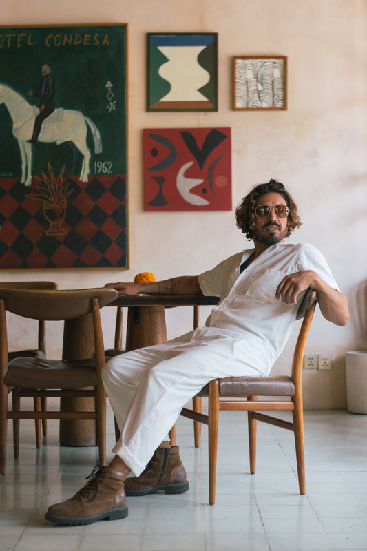 Cotton Canvas Mens Playsuit Natural Dye - Handmade Bali