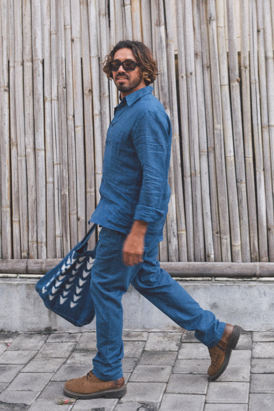 Men Linen Tapered Pants