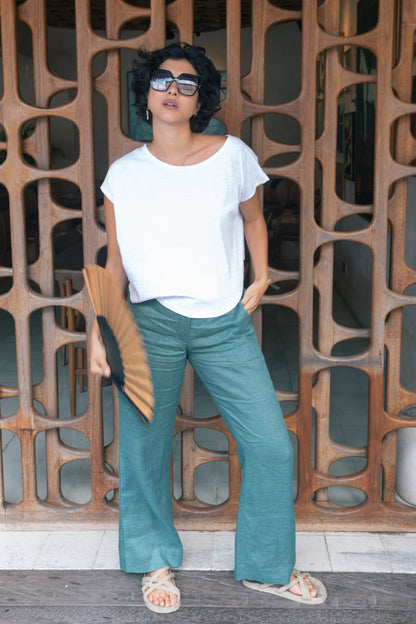 Low Waist Linen Pants Natural Dye Women's - Handmade Bali