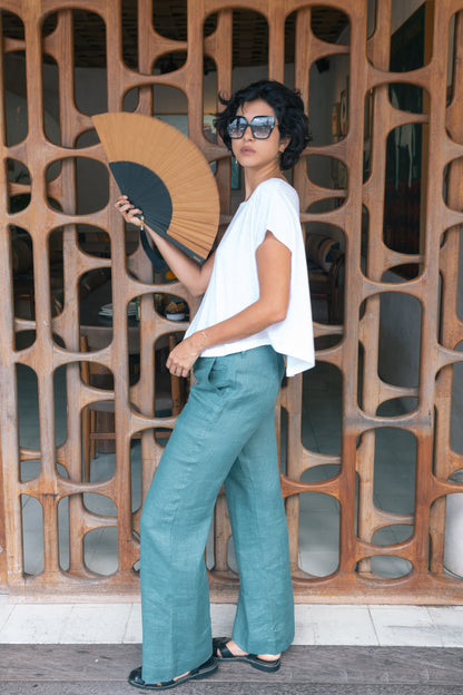 Low Waist Linen Pants Natural Dye Women's - Handmade Bali