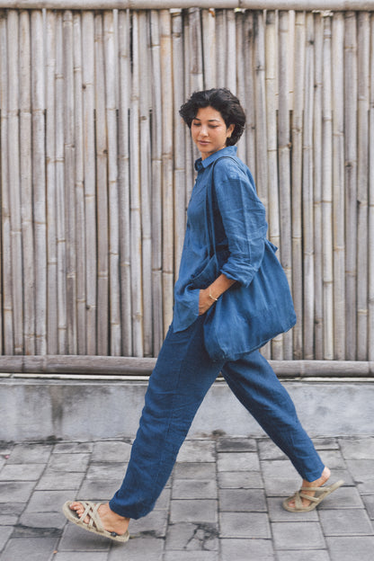 Baggy Linen Trousers Natural Dye Men's - Handmade Bali