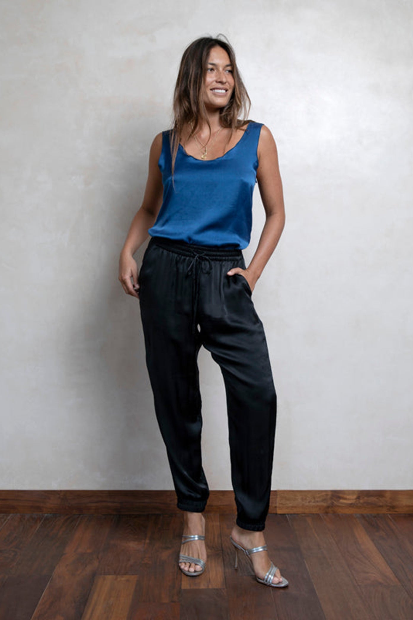 Ladies Silk Trousers Black XS - Main Image