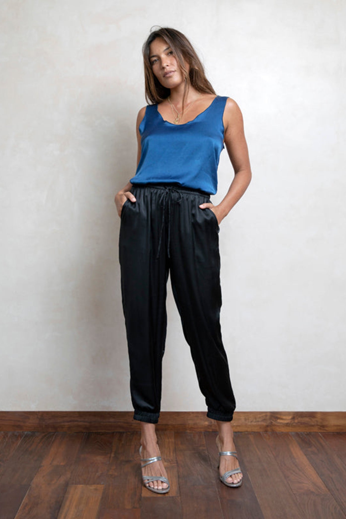 Ladies Silk Trousers Black XS - Main Image