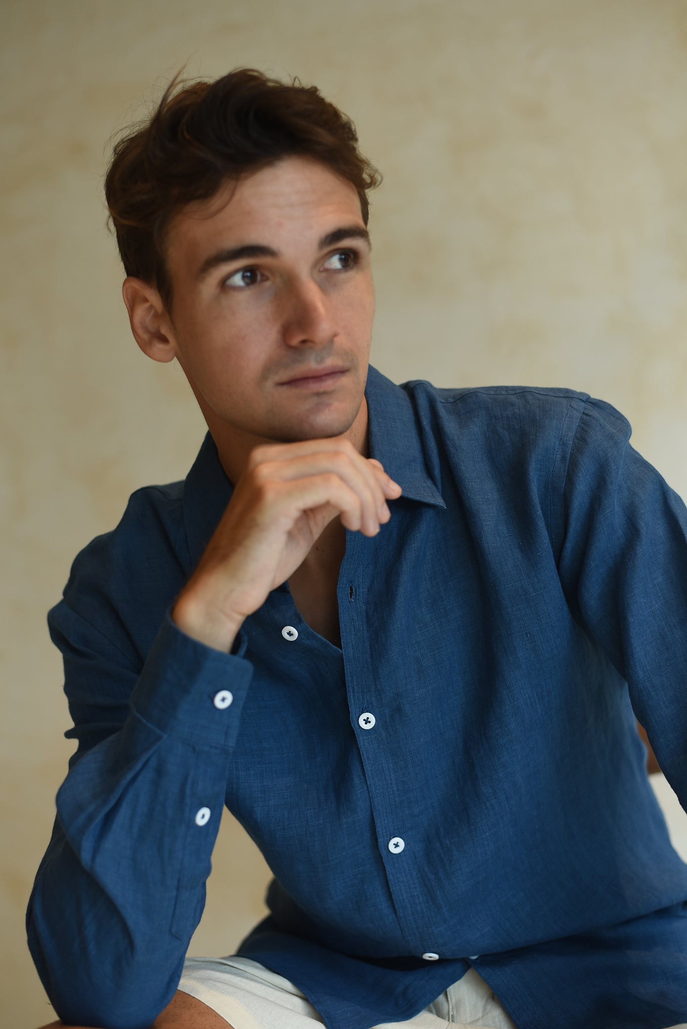 Evening Shirt French Linen - Natural Dye - Mrs Lovejoy