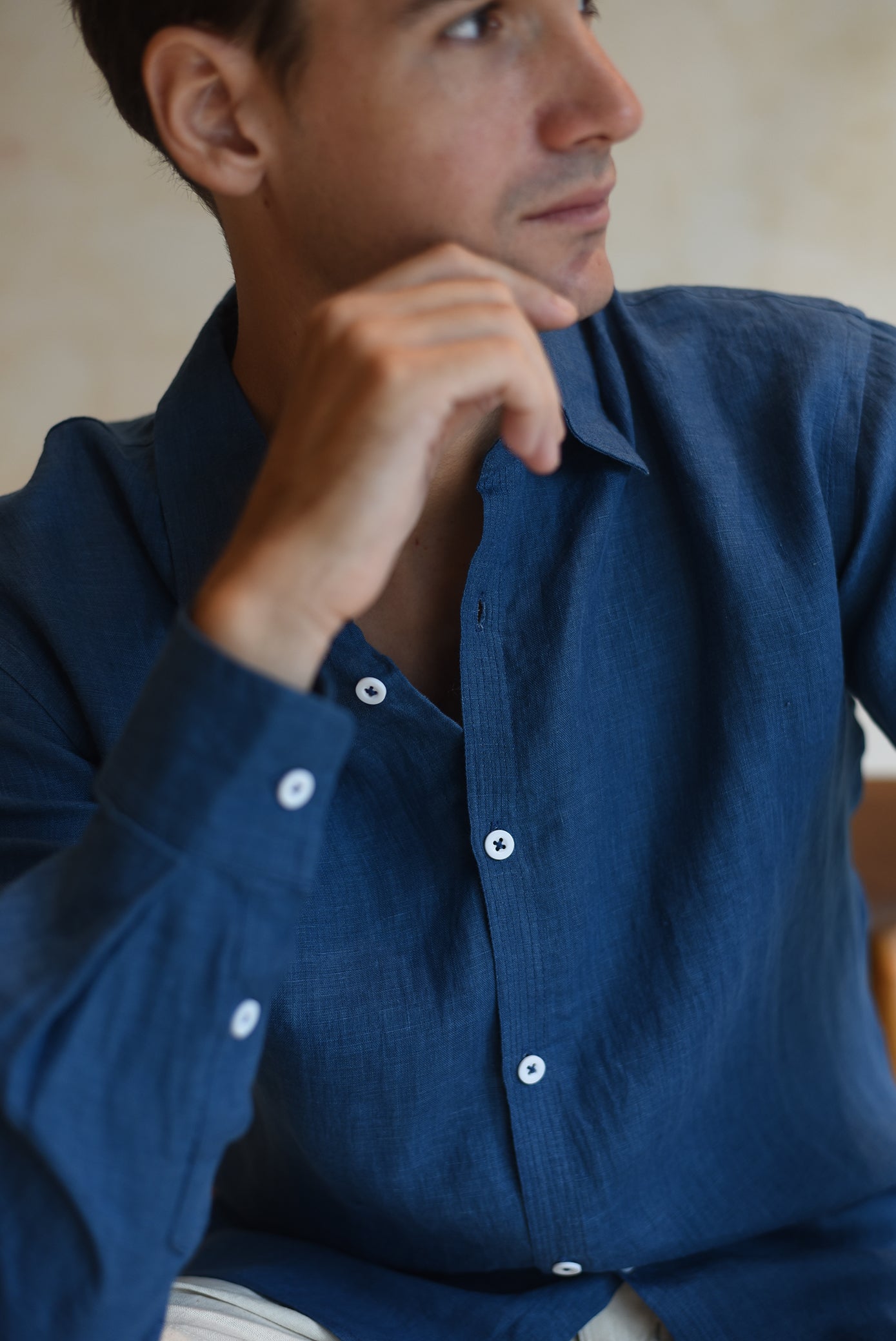 Evening Shirt French Linen - Natural Dye - Mrs Lovejoy