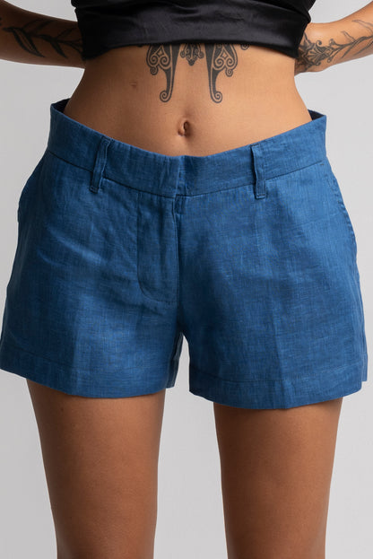 Tailored Low Waist Shorts - INDIGO - MRS Lovejoy - Shorts